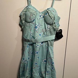Corset Story Size 28” Blue Flower Lace-up Corset Dress